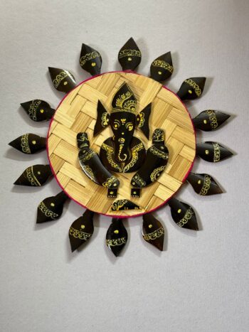 Handcrafted Bamboo Ganesh Wall Hanging – Sunburst Design