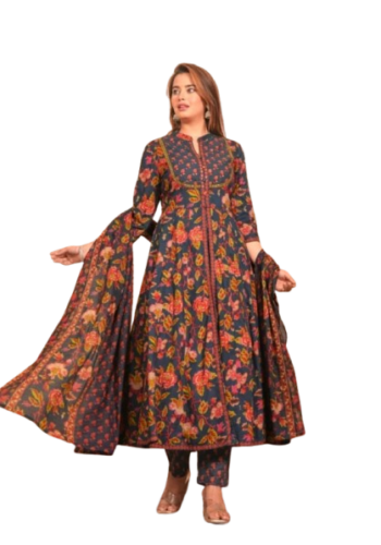 Buy ANNI DESIGNER Women's Rayon Blend Anarkali Printed Kurta with Palazzo & Dupatta