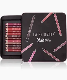 Swiss Beauty Bold Matte Lip Liner Pencil Set (Pack of 12)
