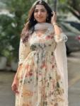 Women’s Rayon Blend Printed Anarkali Kurta with Pant & Dupatta
