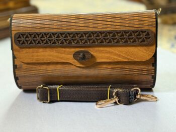 Wooden Designer Sling Clutch with Laser Cut Detailing