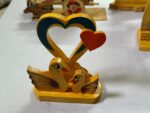 Wooden Swan Couple Showpiece with Heart Design